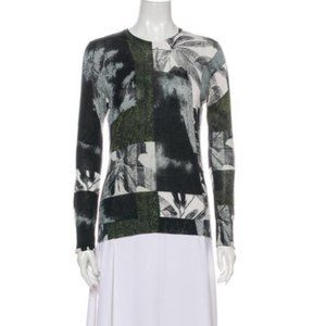 Equipment Femme Silk Sweater Color block Palm Tree Leaves Women's XS Greys